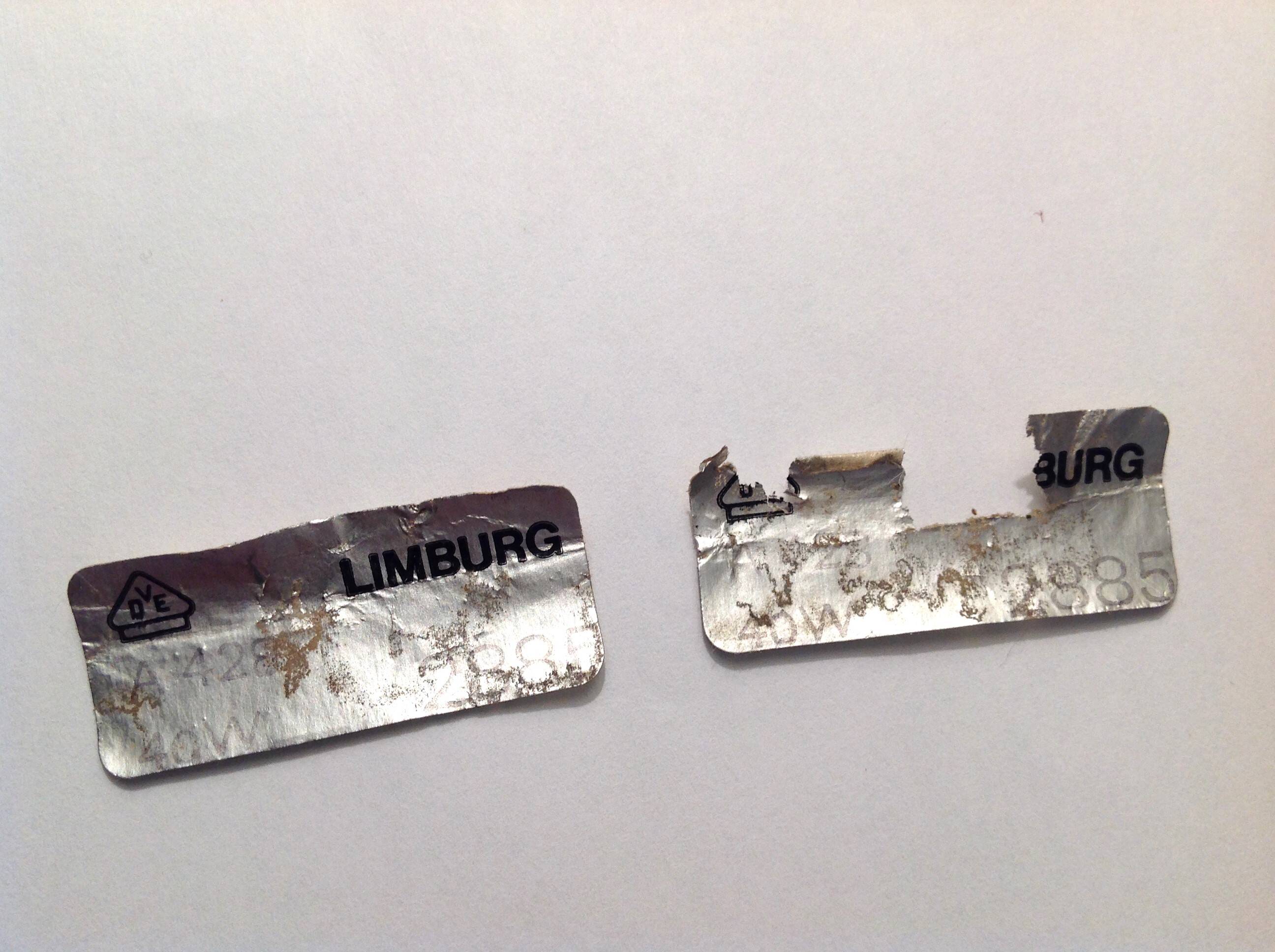 Pair of ice glass and brass wall lights by Limburg / vintage 60s-70s