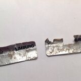 Pair of ice glass and brass wall lights by Limburg / vintage 60s-70s