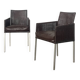 Pair of Karl-Friedrich Förster Leather and Rattan Chairs Germany 1990s