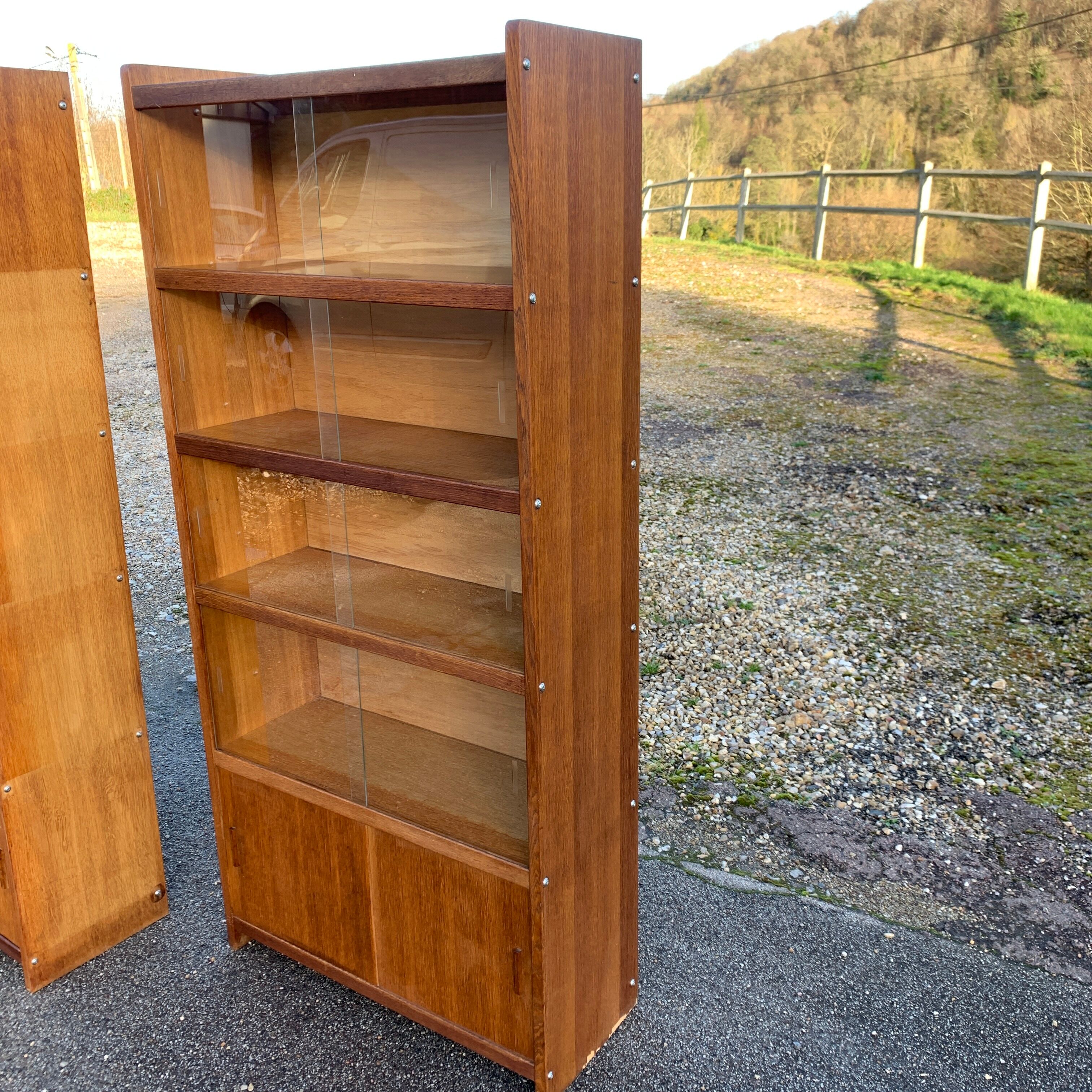 Pair of vintage glass shelves libraries