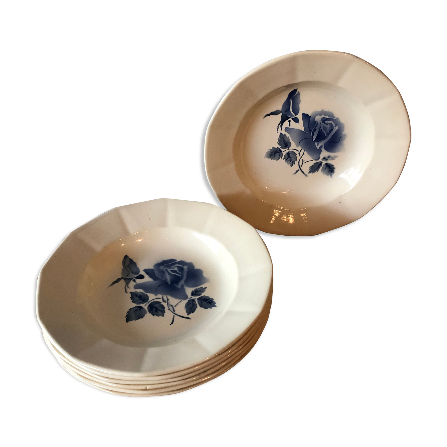 6 assiettes creuses en faïence Digoin Sarreguemines