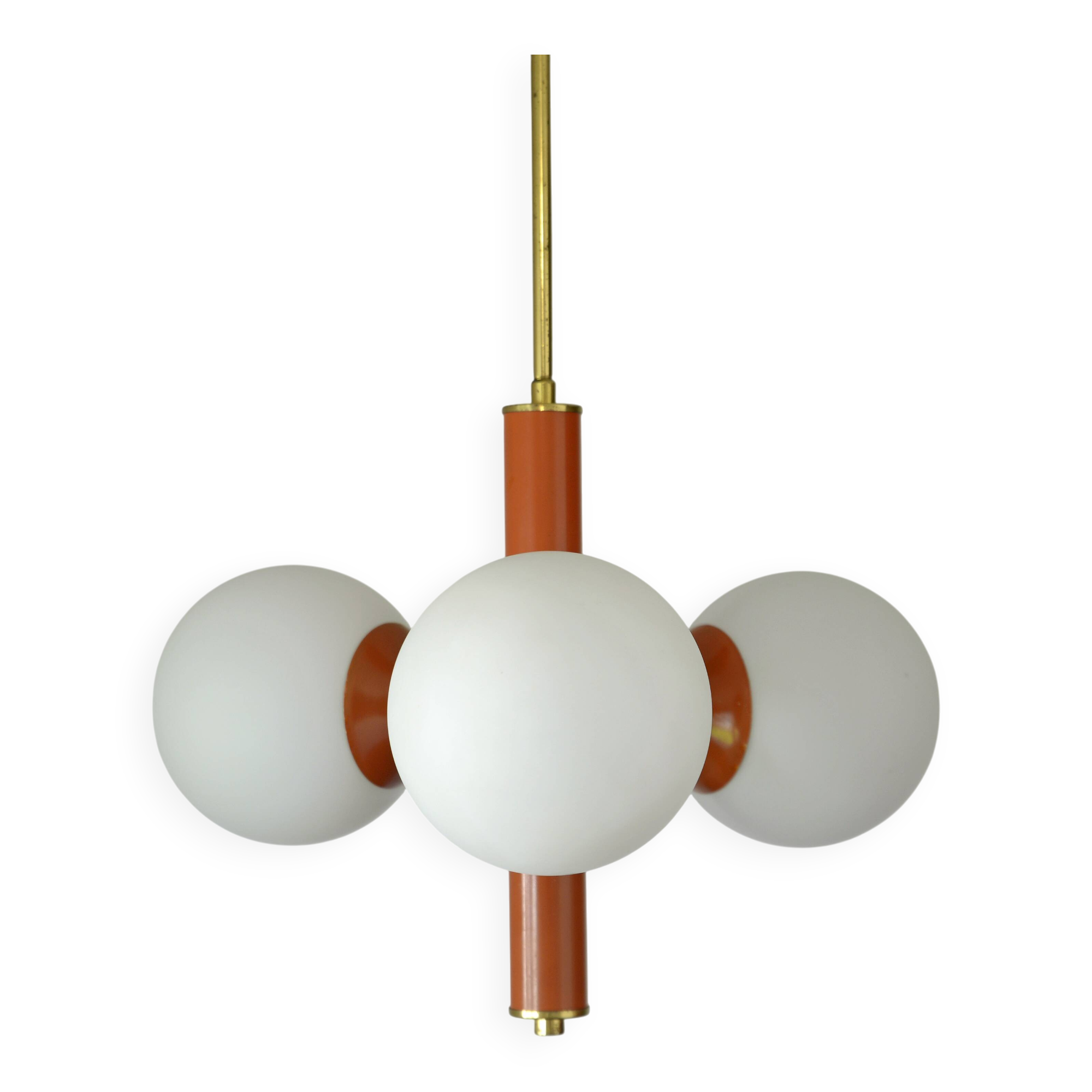 Lustre Spoutnik vintage suspendu Space Age orange rétro éclairage de plafond