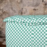 Large 2-seater sofa in checked fabric, France, 1980s