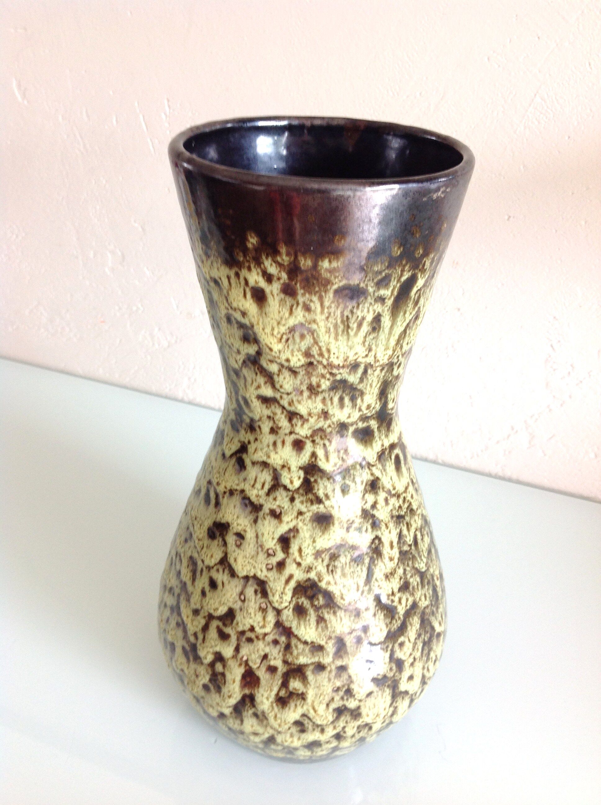 Fat Lava olive green cerals vase, vintage 60/70