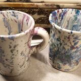 4 enameled ceramic mugs
