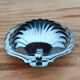 Silver-plated metal and blue glass butter dish