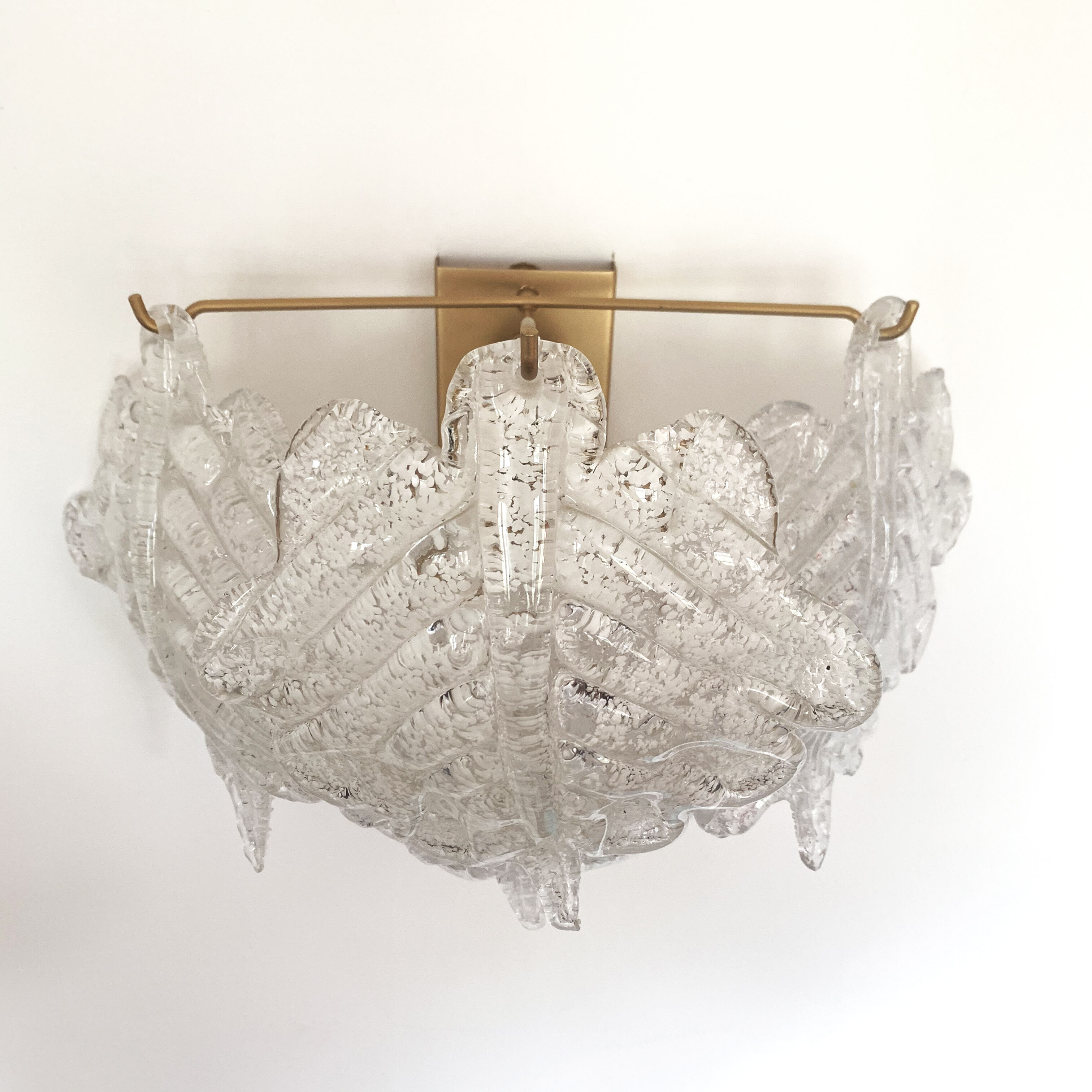 Paire d'appliques en feuilles de verre de Murano