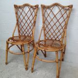 Paire de chaises en rotin par Louis Sognot