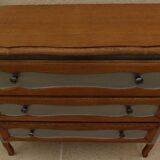 Commode de style en bois massif 3tirois, totalement relookée