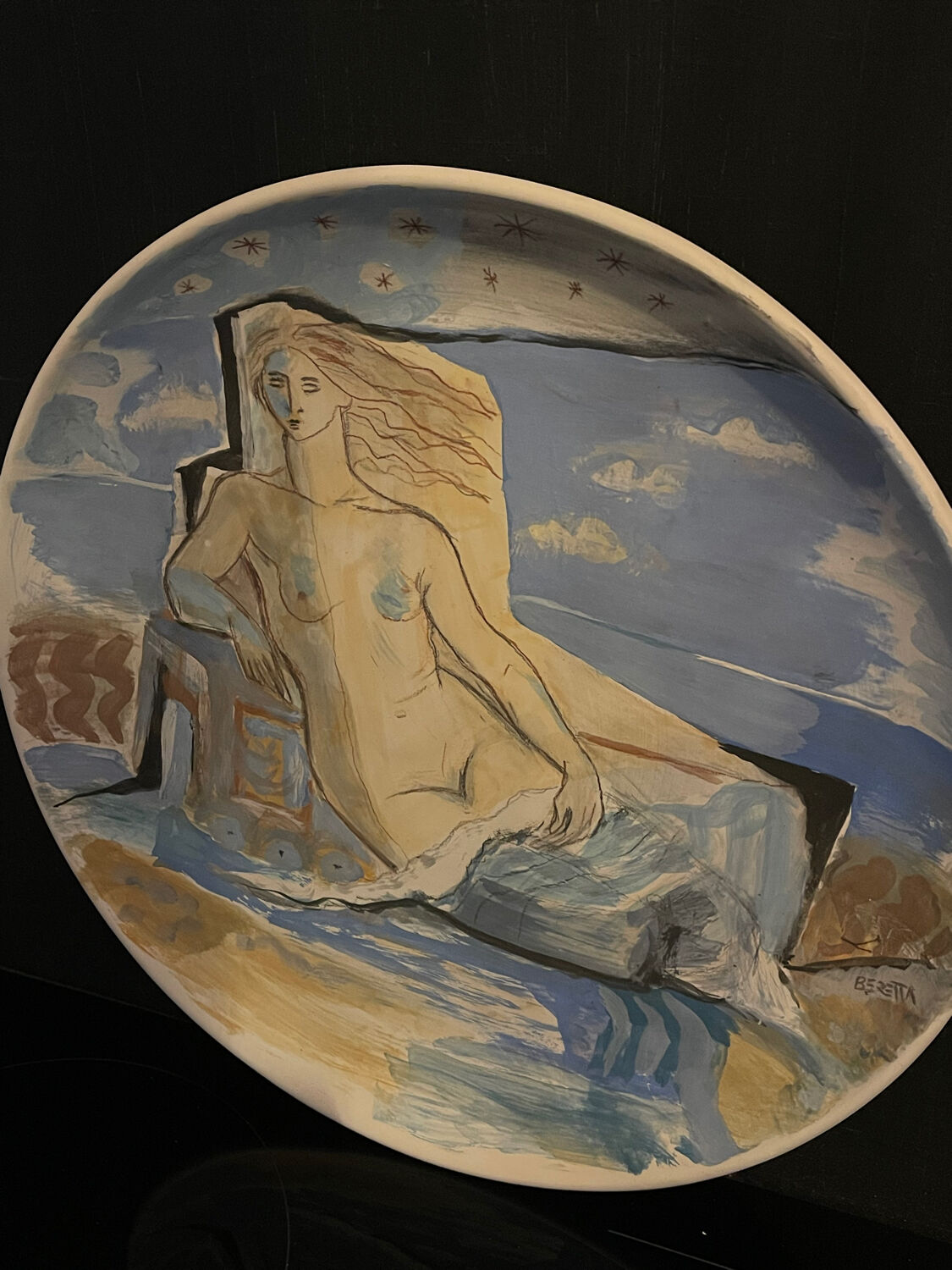 Unique signed ceramic plate