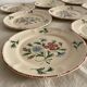 Dessert plates in faience from Desvres, hand-decorated.