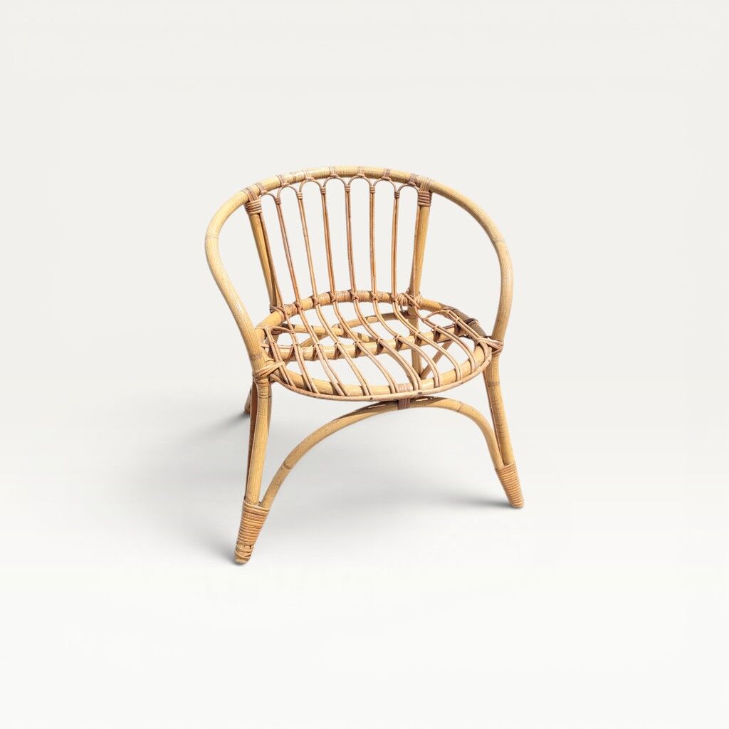 Small vintage rattan children's armchair
