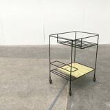 Minimalist perforated metal serving trolley in mid-century style, 1960s.