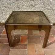 1970s occasional coffee table in smoked Plexiglas by Prisunic