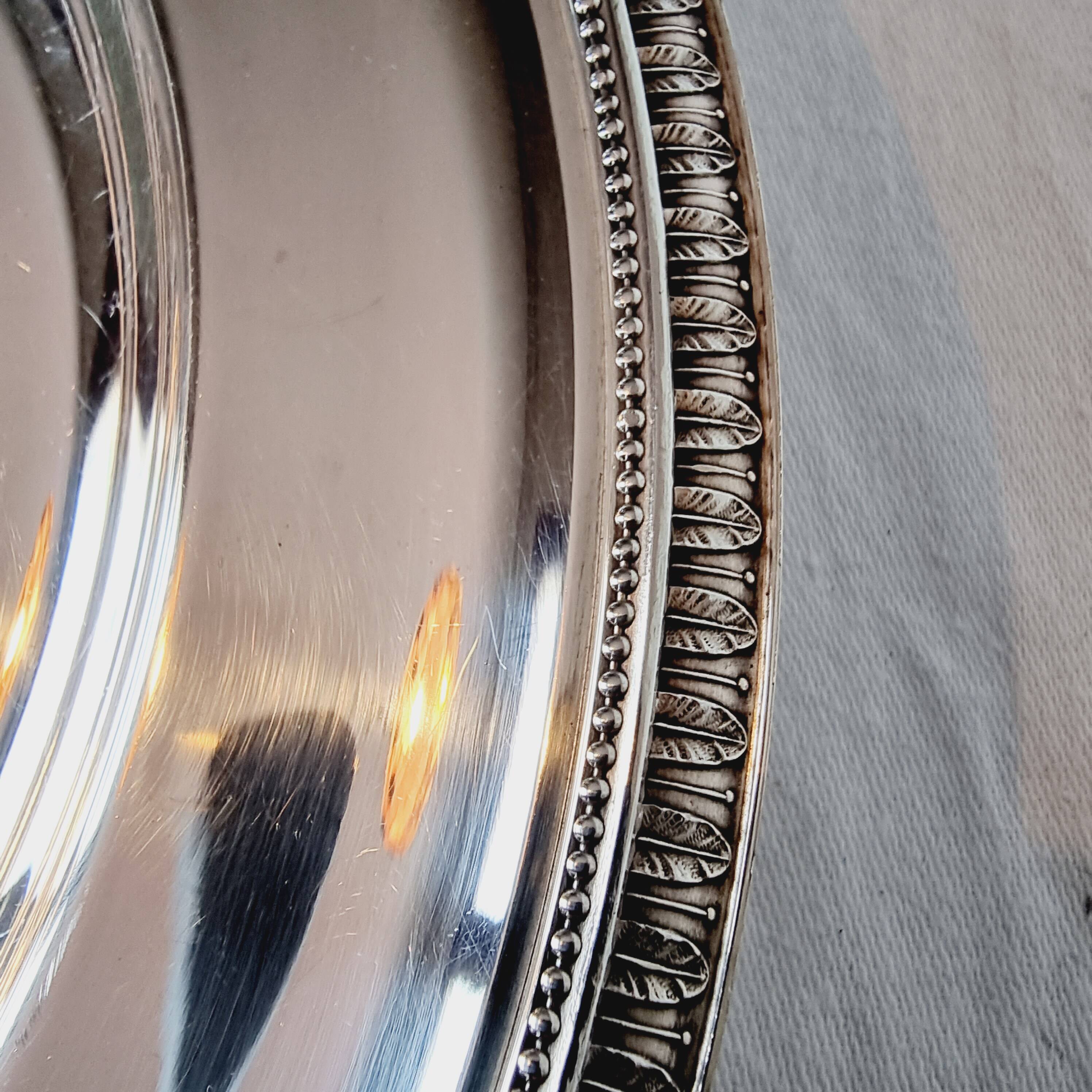 Round tray or large platter in silver metal christofle model gallia malmaison