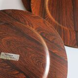 Set of 12 plywood rosewood and teak plates by Morsbak, Denmark 1960s