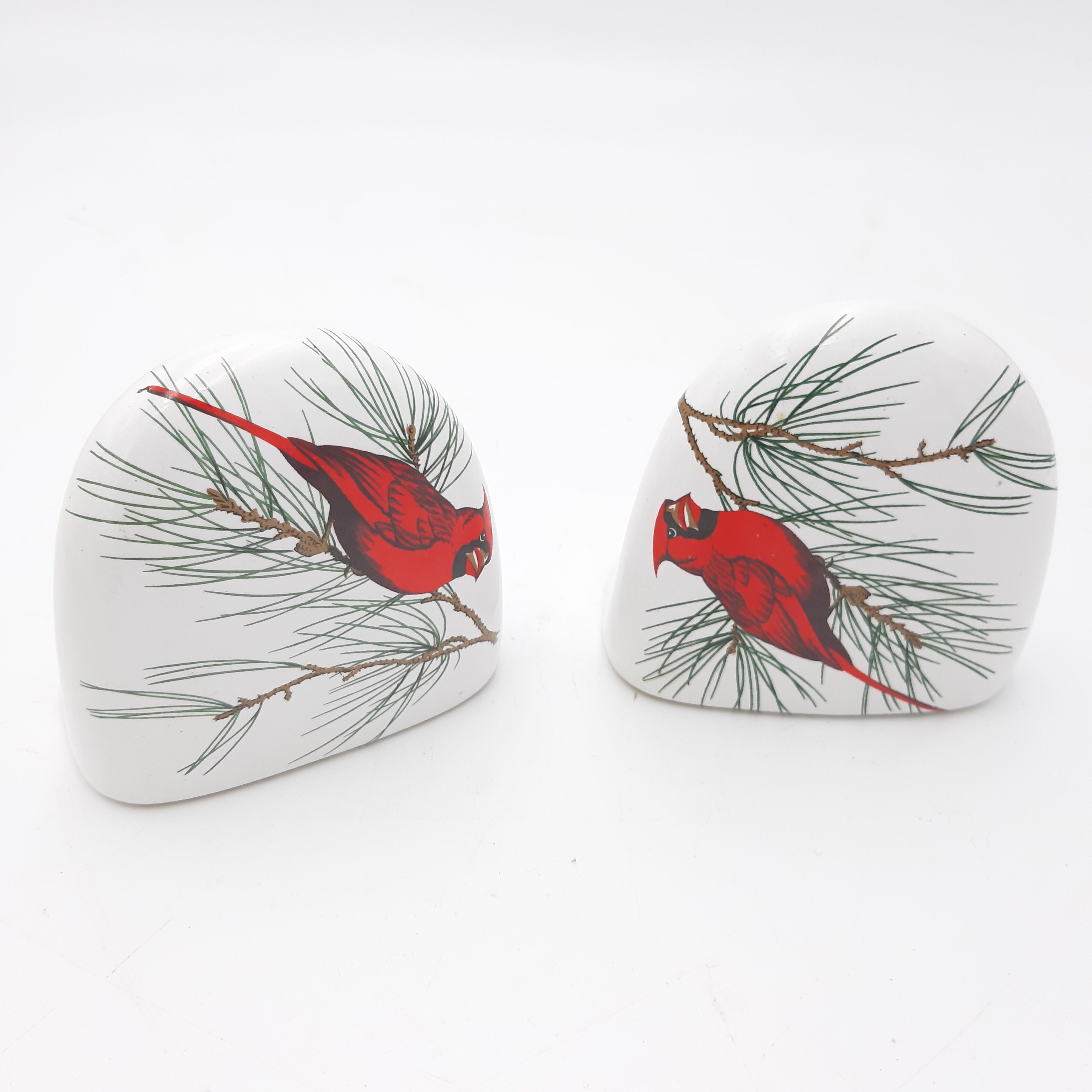 Poignées patères porcelaine oiseau rouge