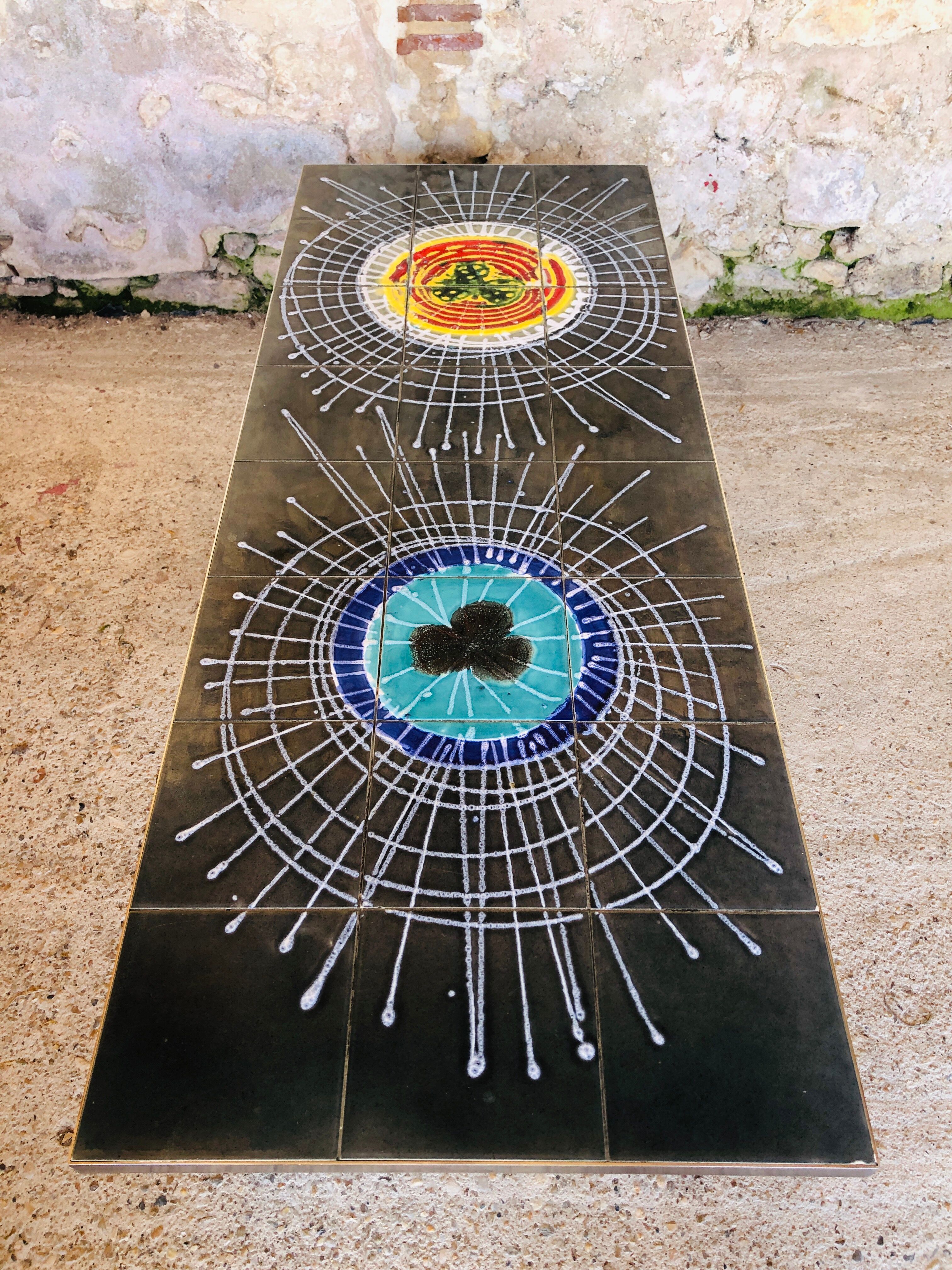 Ceramic and chrome coffee table circa 1970