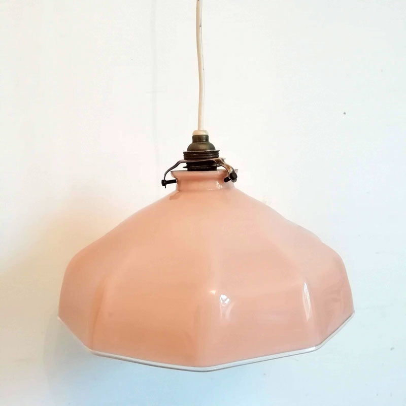 Pink opaline glass hanging lamp