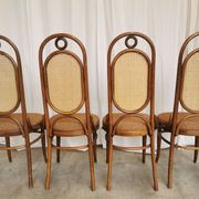 Set of 4 Vintage Bentwood Dining Chairs: Cane Back, Thonet Style