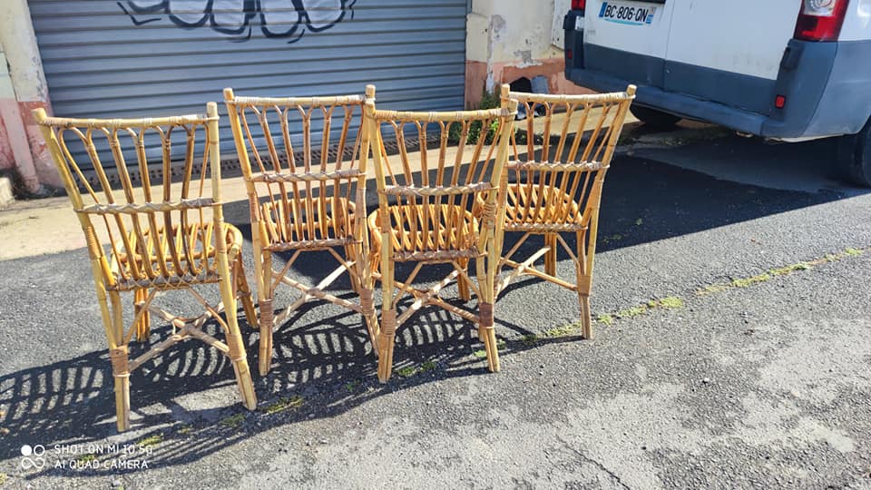 4 rattan chairs from the 1960s