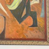 Huile sur toile - « Assemblée de femmes » - « Proces de Burges »