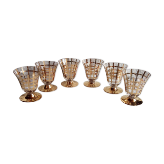 Suite of 6 golden glasses