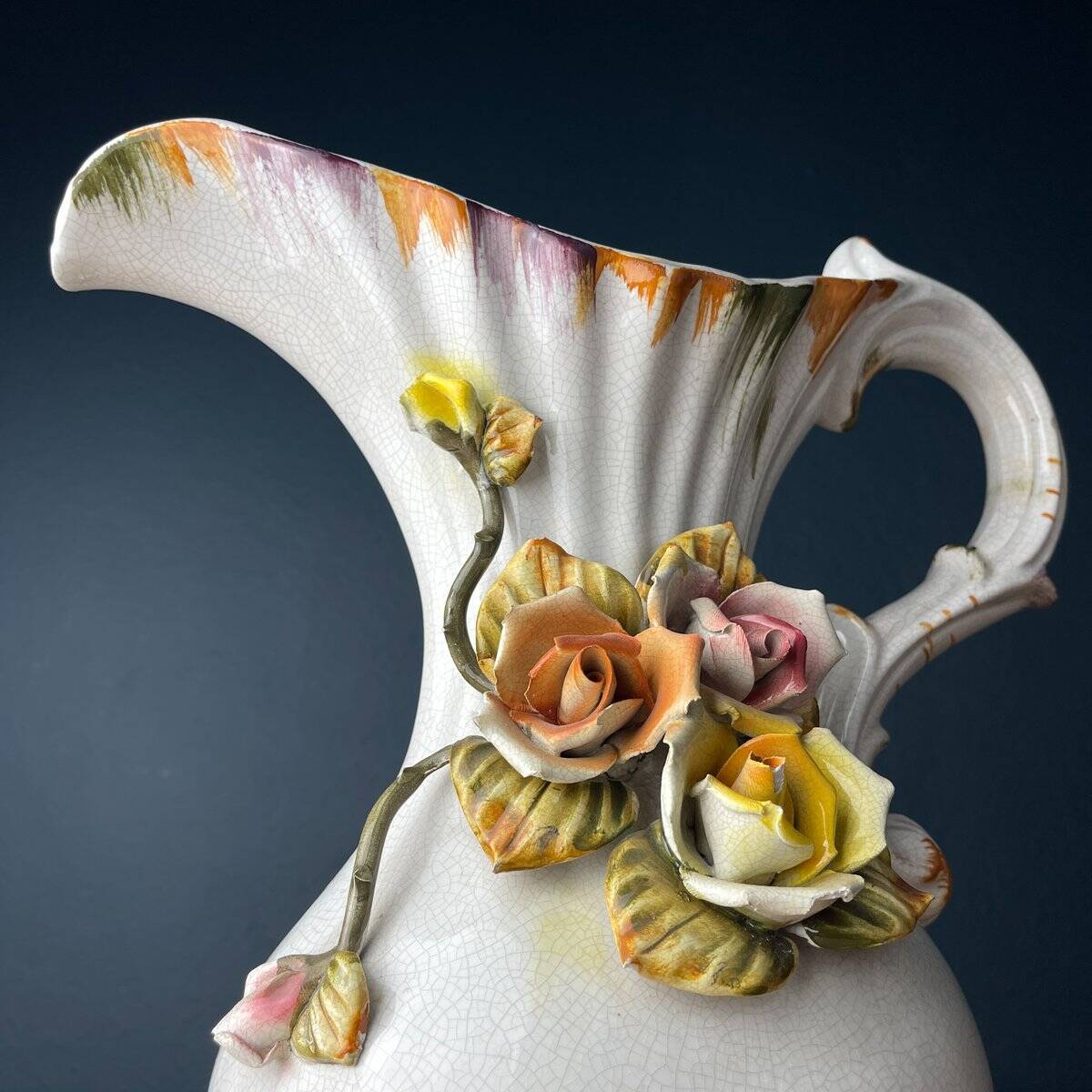 Vintage Italian ceramic pitcher from the mid-20th century by Bassano, 1970s.