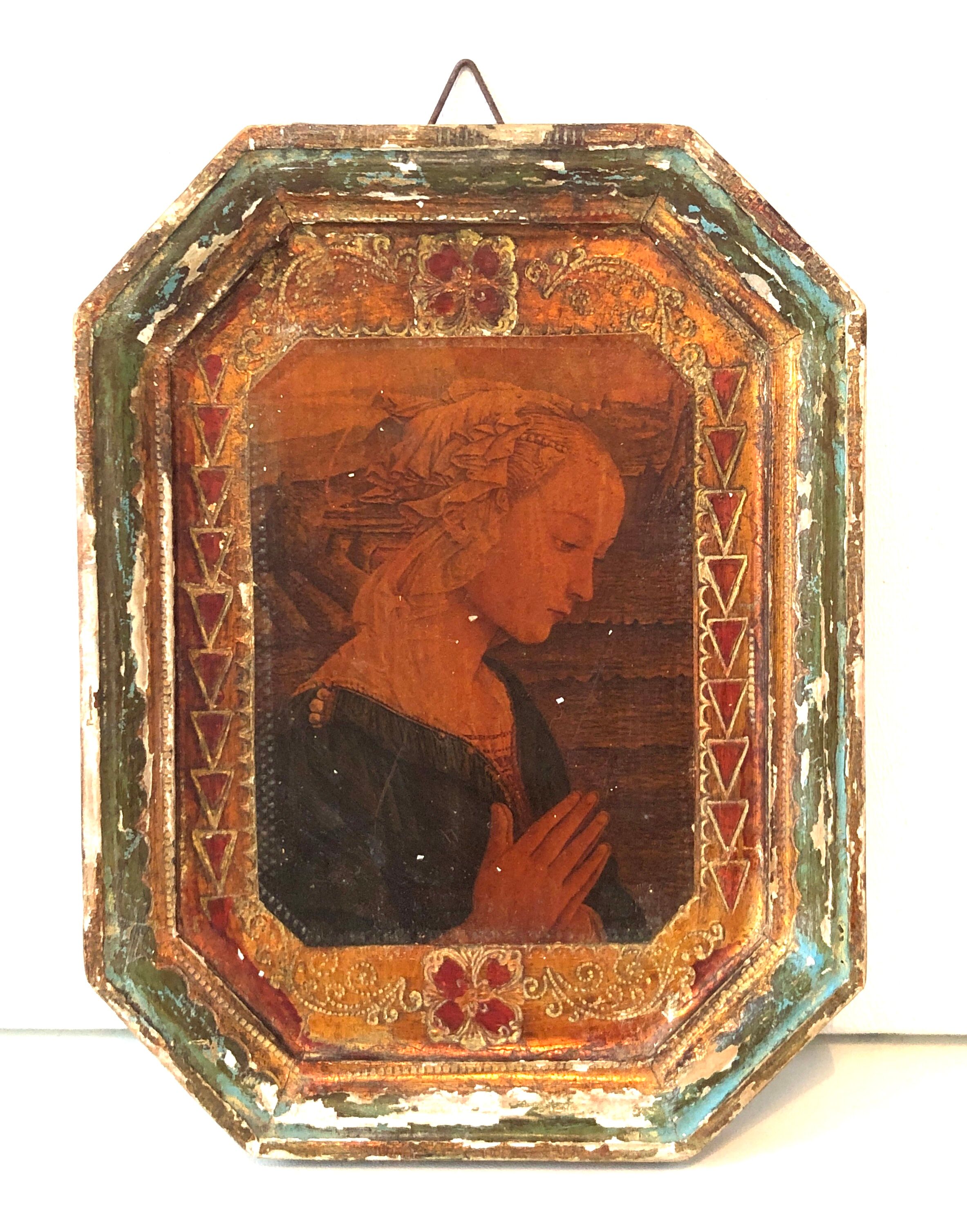 Old Italian Octagonal Wood Frame