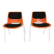 Vintage Overman Meblo Chairs: Orange & Brown Fabric, Stackable - Set of 2