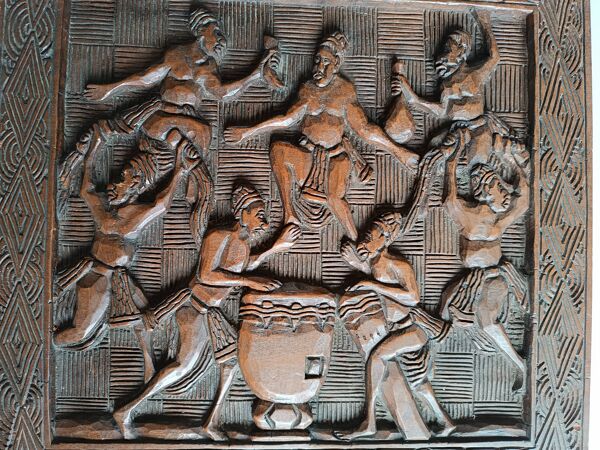 Panneau en bois sculpté tribal africain Cameroun, Maurice Sonfack