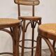 Set of 4 wooden French bar stools, 1980s