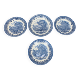 4 Churchill English ironstone soup plates, blue
