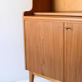 Vintage Scandinavian Elmwood Open Bookshelf Cabinet