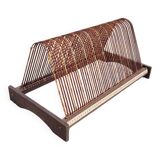 Vinyl holder in wood and fabric