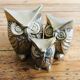 Trio of 3 owls in vintage brass