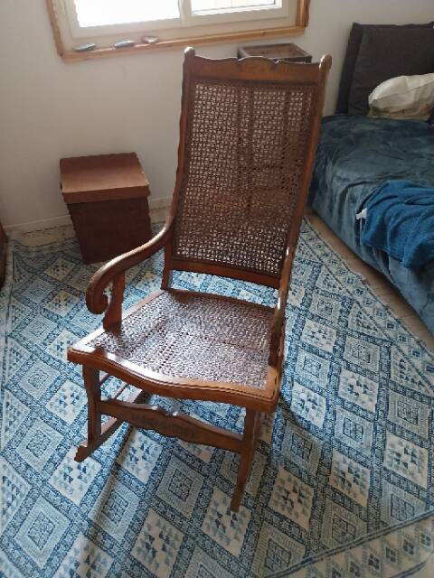 rocking chair wood and caning in ancient Egyptian style