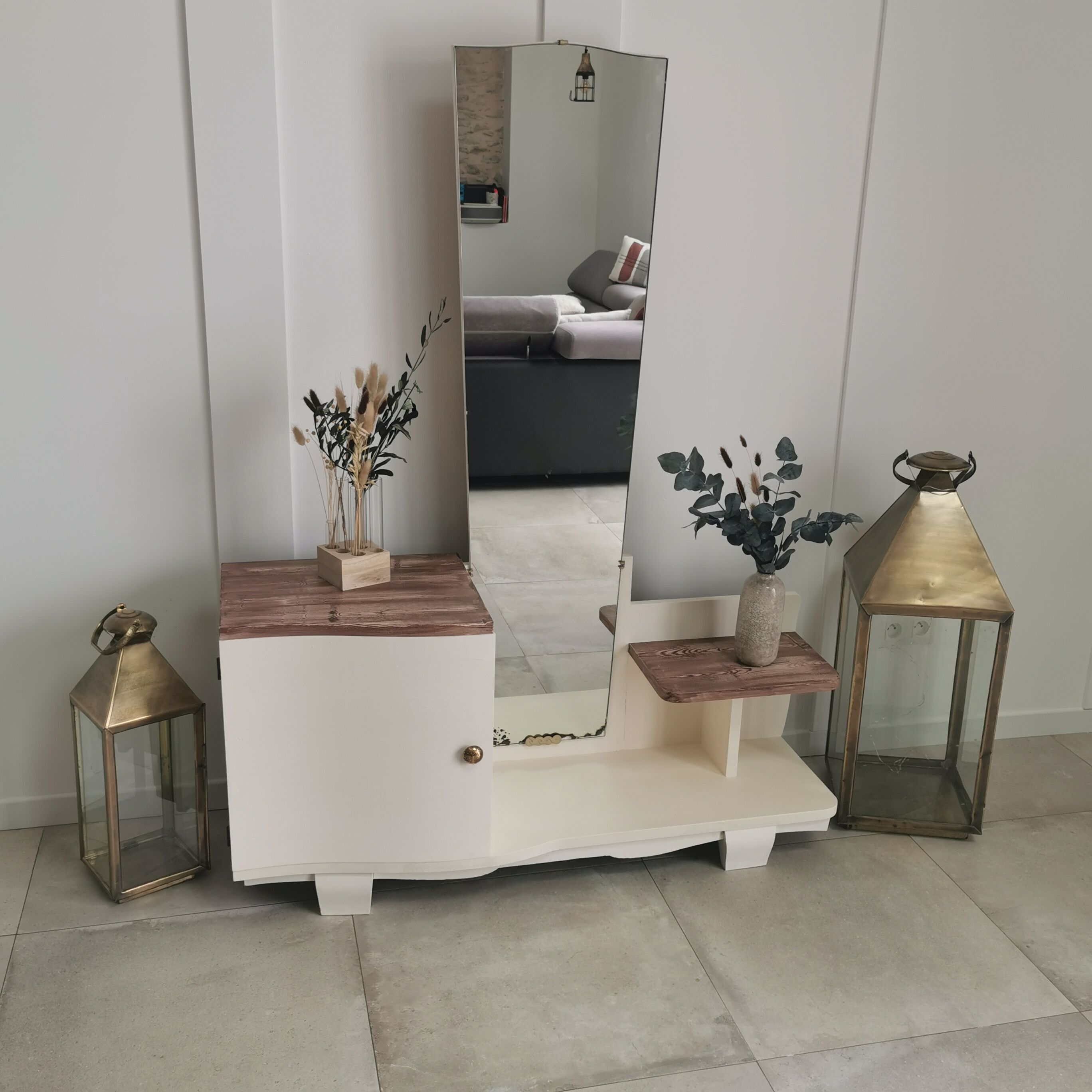 Ancienne coiffeuse art déco asymétrique