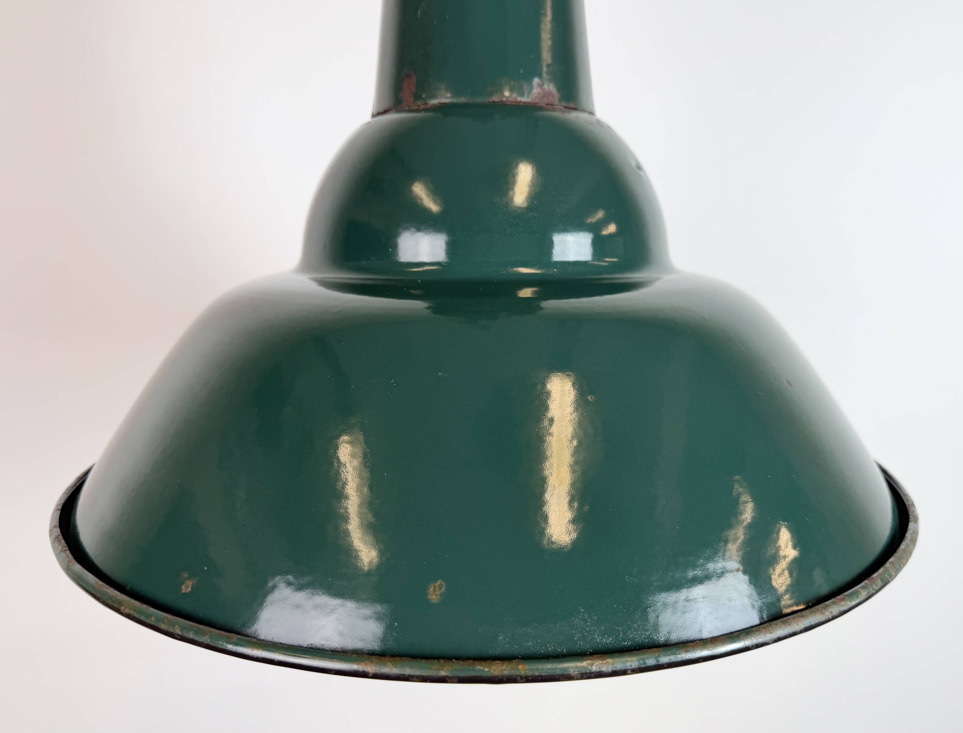 Industrial French Petrol Enamel Pendant Lamp from Sammode, 1950s