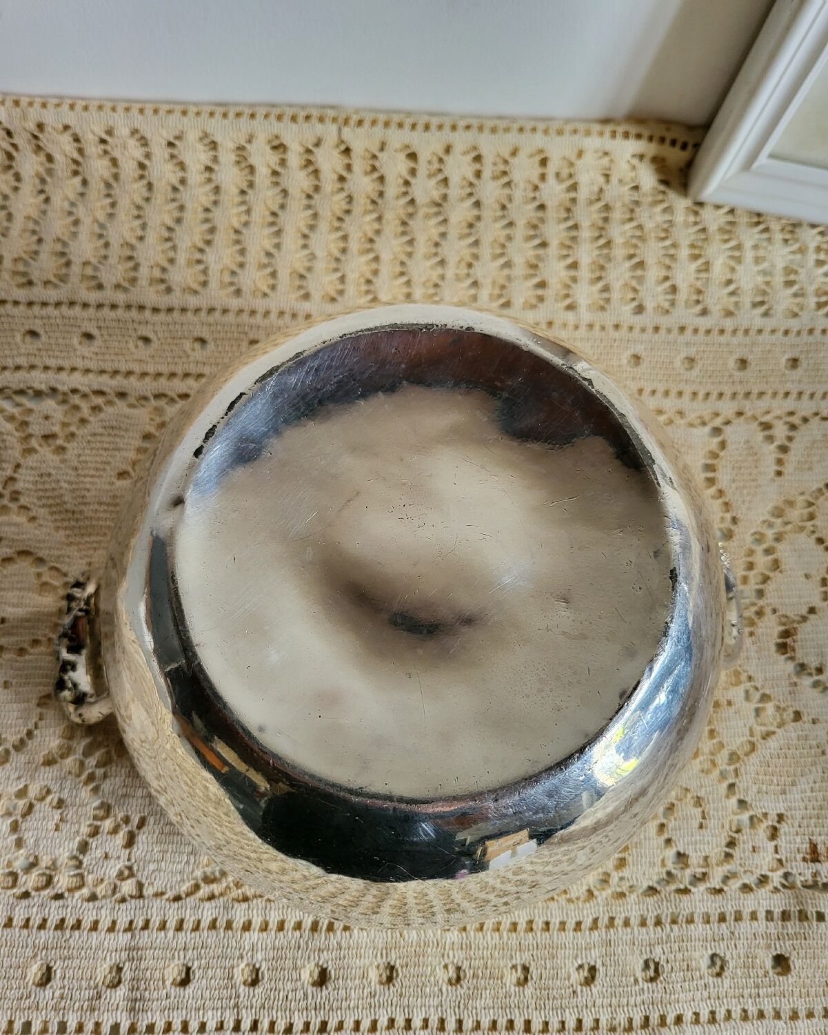 Silver-plated metal planter pot