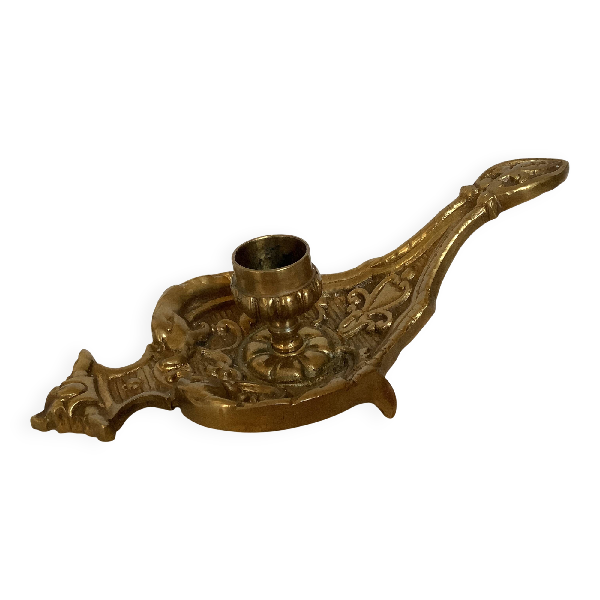 Cave rat brass candle holder