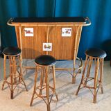 Bar and rattan stools 60s