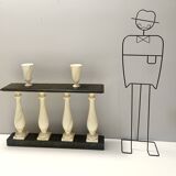Ivory Hand-Painted Beech Console / Balustrade with a Marble Effect and Two