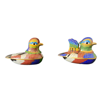 Boites canne & canard colorés dorés