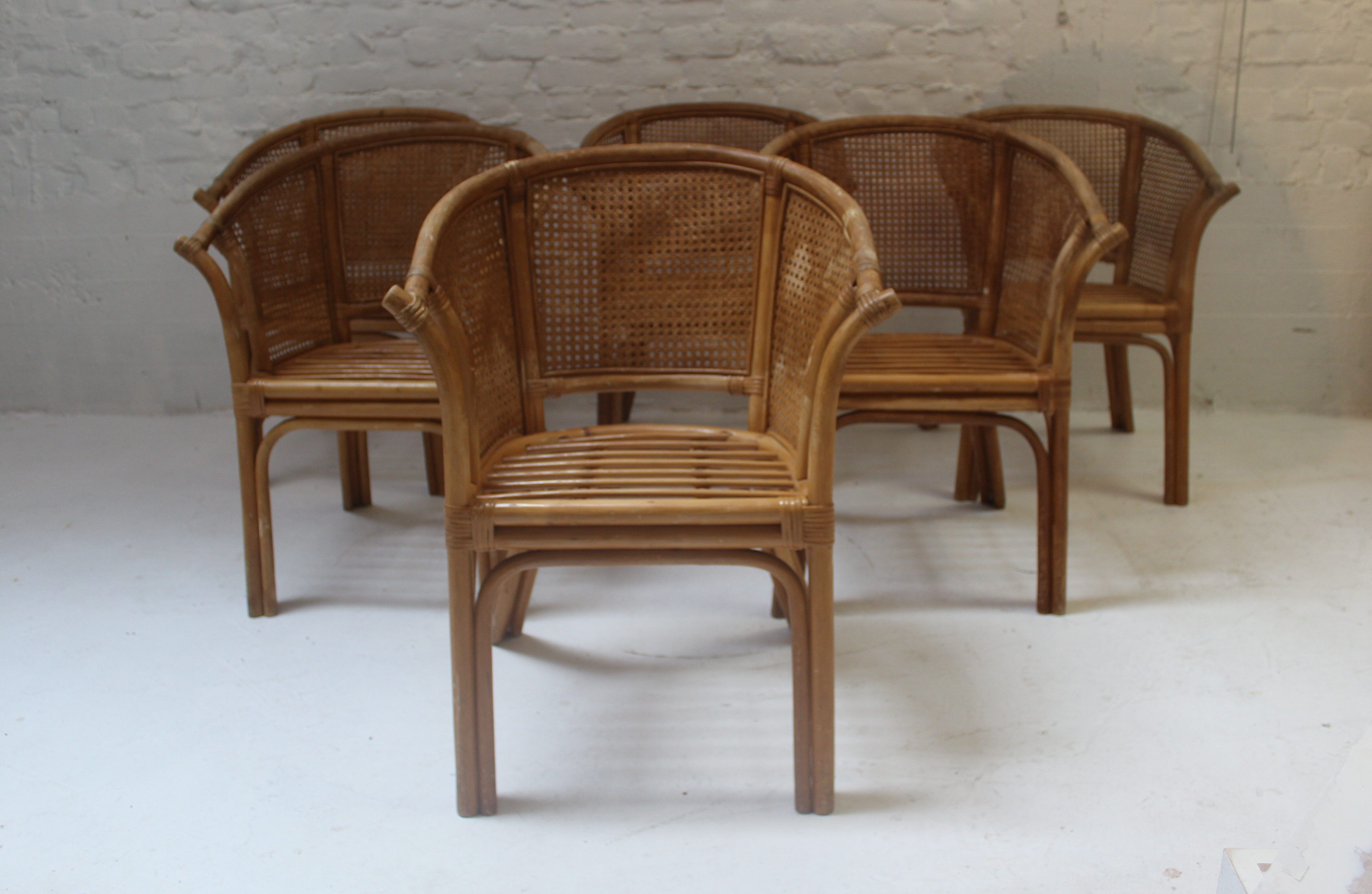 6 chaises ou fauteuils vintage en rotin