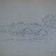 Dessin au crayon campagne anglaise vers 1910