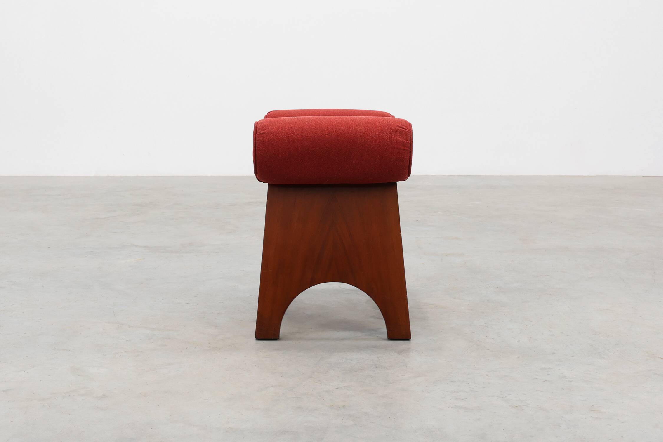 Art Deco Red Reupholstered Stool, Belgium ca. 1920