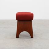 Art Deco Red Reupholstered Stool, Belgium ca. 1920