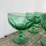 6 ice cups or stemware in vintage green glass