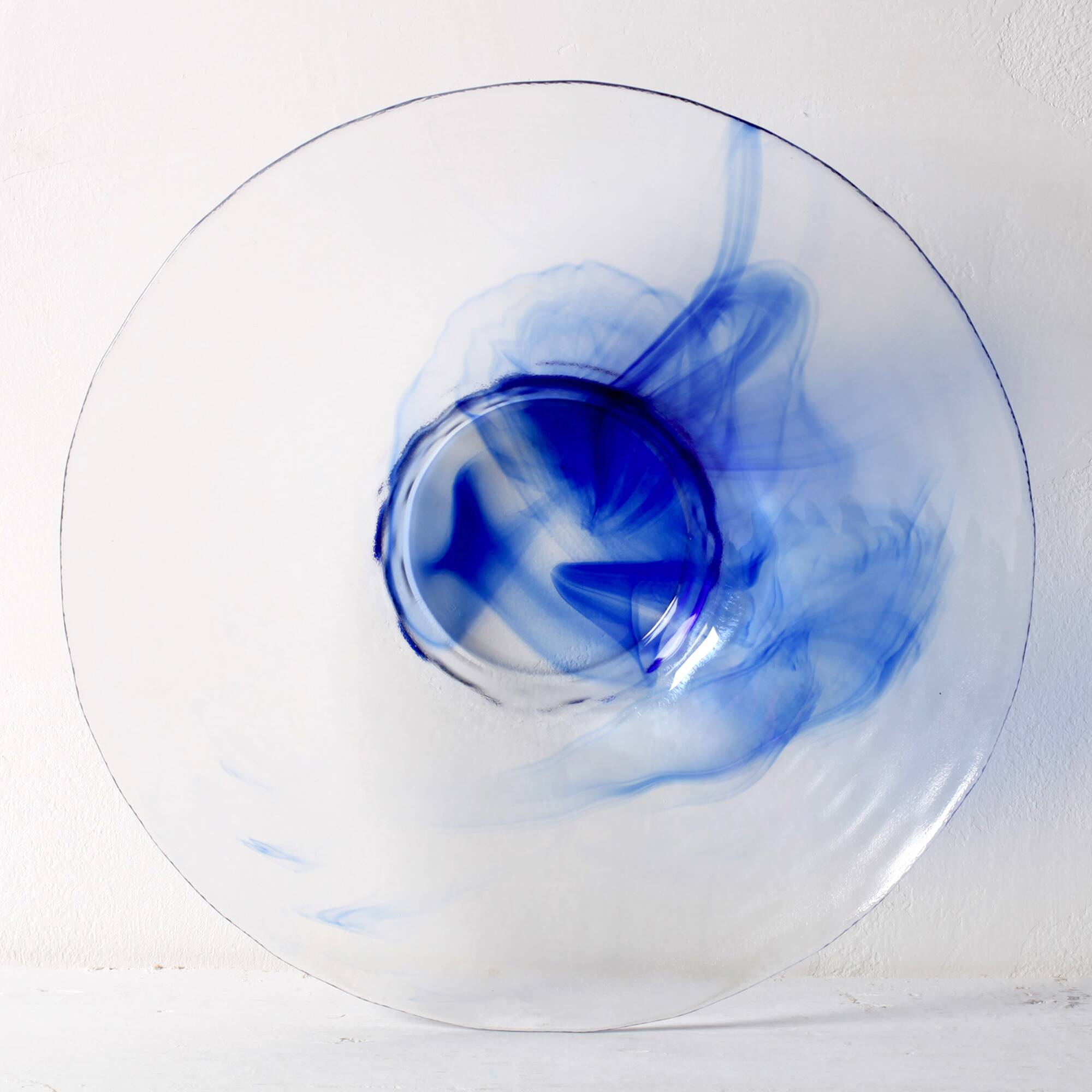 Vintage Bormioli Rocco Blue Swirl Glass Bowl, Mid-Century Italian Art Glass